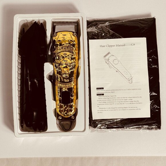 Rechargeable Hair Clipper Golden Stainless Steel Design Professional Grooming Ki - Picture 8 of 13